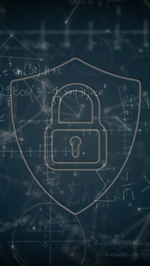 Animation of connections, data and digital shield with padlock on black Stock Footage 341920819