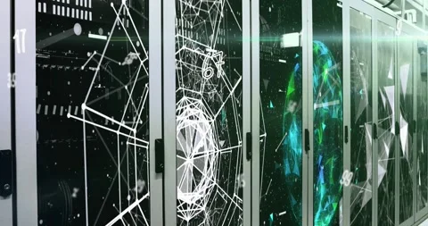 Animation of connections, data processing over computer servers Stock Footage 328359605