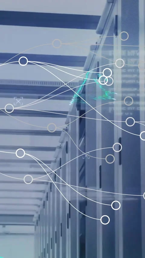 Animation of connections with digital data processing over computer servers Stock Footage 320590123