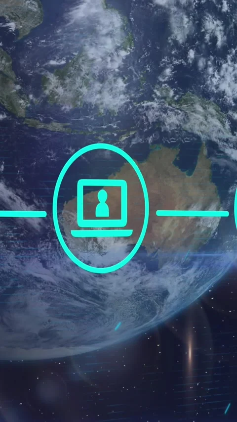 Animation of connections with icons and data processing over globe Stock Footage 344369736