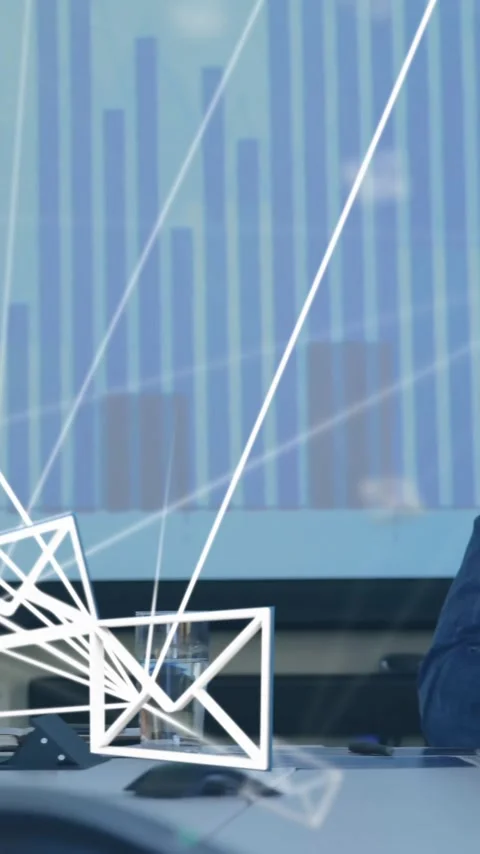 Animation of connections with mail icons data processing over diverse business Stock Footage 320150167