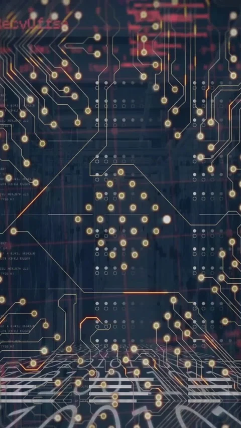 Animation of connections over data processing Stock Footage 343996808
