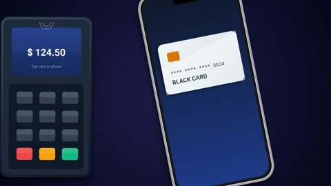 Animation Of Contactless Mobile Payment On POS Terminal With Smartphone 库存影片 340796242