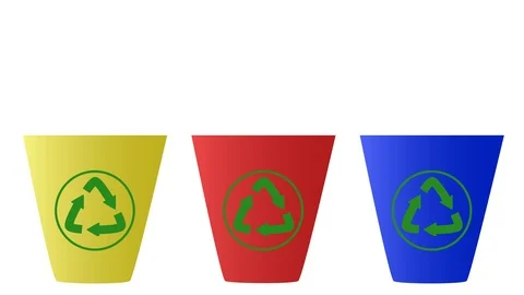 Animation of containers with motion recycle sign, separate waste collection Vídeos de archivo 112366767