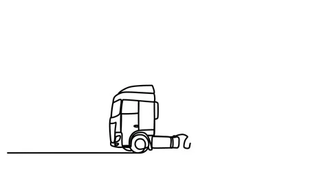 Animation of a continuous car drawing with one line. linear video Stock Footage 292484921