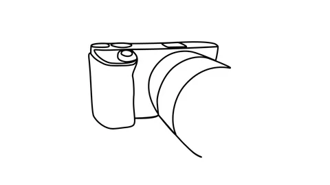 Animation of a continuous drawing of a camera in one line. linear video Stock Footage 292816285