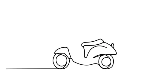 Animation of a continuous drawing of a moped with one line. linear video Stock Footage 292485420