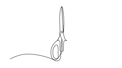 Animation of a continuous drawing of scissors with one line. Stock Footage 255194156