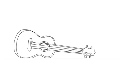 Animation of continuous line drawing of ukulele Vídeos de archivo 96797642