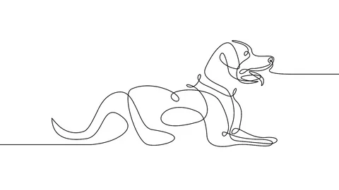 Animation Continuous one drawn line  dog Stock Footage 99683417