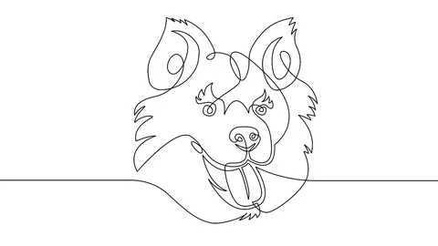 Animation Continuous one drawn line  dog Stock Footage 99683423