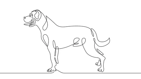 Animation Continuous one drawn line  dog Stock Footage 99683431