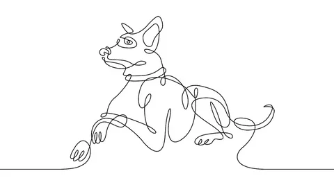 Animation Continuous one drawn line  dog Stock Footage 99683434