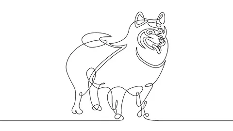 Animation Continuous one drawn line  dog Stock Footage 99683437