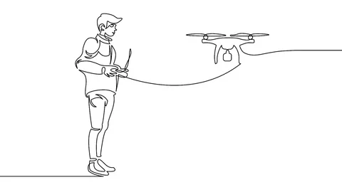 Animation Continuous one drawn line of the silhouette of the pilot launching Stock Footage 99683440