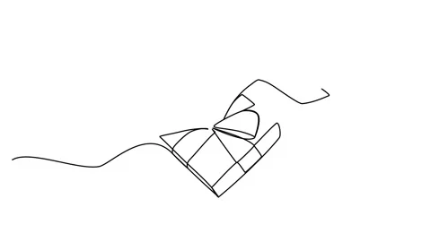 Animation of continuous one line drawing of gifts. line video Stock Footage 252014259