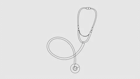 Animation of continuous one line medical stethoscope. Stock Footage 252130633
