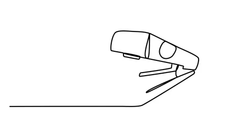 Animation of a continuous one line observation stapler drawing. linear video Stock Footage 293348408