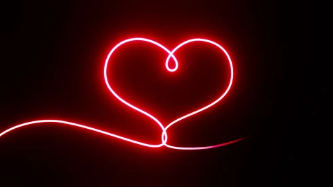 Animation of continuous one neon light line heart. Stock-Footage 298560915