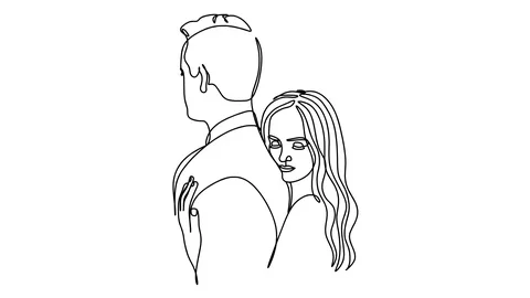 Animation of continuous one single line drawing of isolated couple Stock Footage 128426000