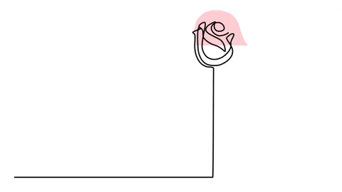 Animation of a continuous pattern of flowers with one line. linear video Stock Footage 292533284