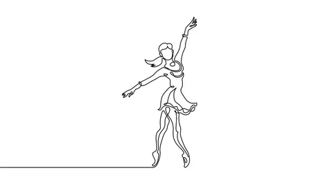 Animation continuous single drawn line of dancing girl ballerina dancer Video stock 88304921