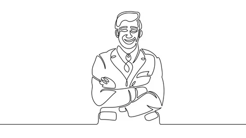 Animation continuous single drawn line  businessman Stock Footage 88363348