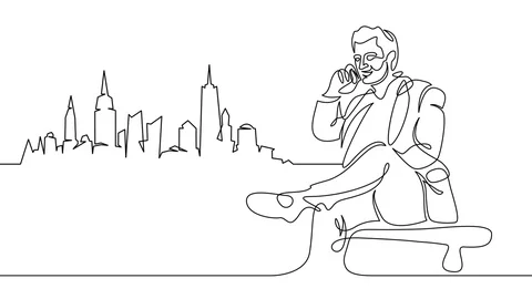 Animation continuous single drawn line of businessman of a fashionable hipste Stock Footage 88363367