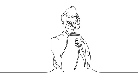 Animation continuous single drawn line of businessman of a fashionable hipste Stock Footage 88363368