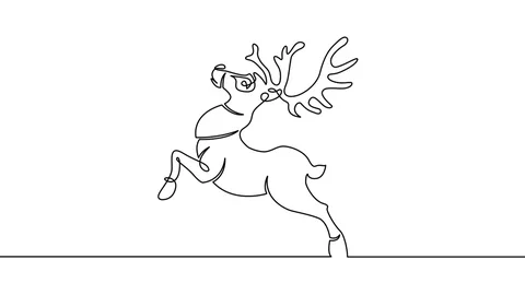 Animation continuous single drawn line  bouncing deer silhouette. Line drawn Video stock 88363397
