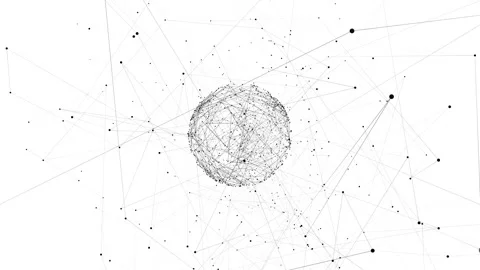 Animation of converging beams to a single point in the center of the sphere Stock Footage 284173507
