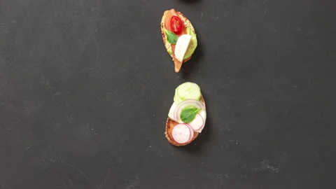 Animation cooked appetizers move up and then down Stock Footage 196317876