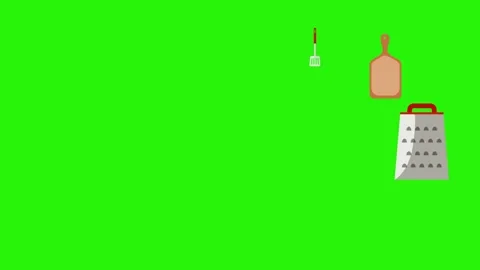 Animation of cooking tools, green screen , chroma key graphic source elements Stock Footage 151047994