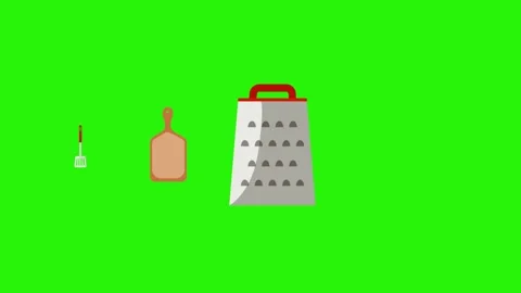 Animation of cooking tools, green screen , chroma key graphic source elements Stock Footage 151047996