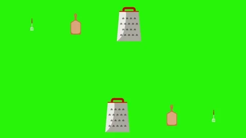 Animation of cooking tools, green screen , chroma key graphic source elements Stock Footage 151048007