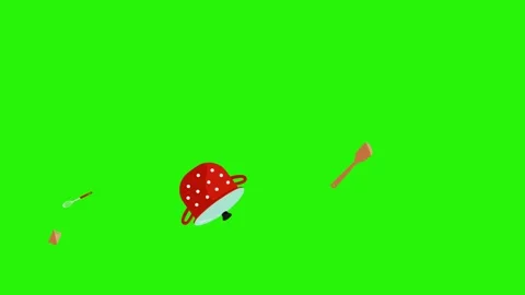 Animation of cooking tools, green screen , chroma key graphic source elements Stock Footage 151048009