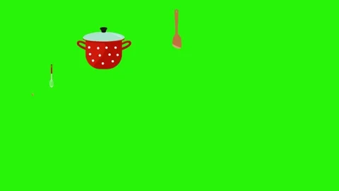 Animation of cooking tools, green screen , chroma key graphic source elements Stock Footage 151048014
