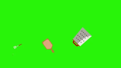Animation of cooking tools, green screen , chroma key graphic source elements Stock Footage 151048025