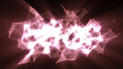 Animation of coral glowing plexus network transforming to neon text "Bitcoin" Stock Footage 103115655