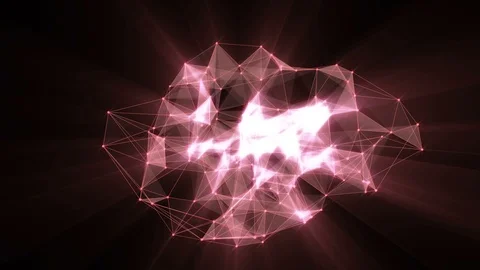 Animation of coral glowing plexus network transforming to neon text "EOS" Stock Footage 104432076