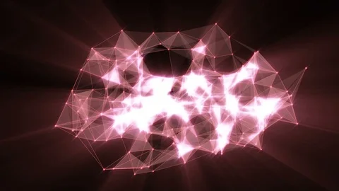 Animation of coral glowing plexus network transforming to neon text "IOTA" Stock Footage 104433246