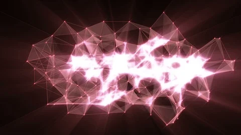 Animation of coral glowing plexus network transforming to neon text "Tether" Stock Footage 104434628