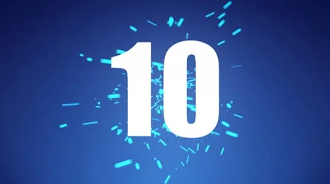 Animation of Countdown with blue sparks Stock Footage 7131436