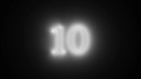 Animation of the countdown of luminous figures on a black background. Stock Footage 88236643