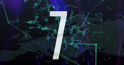 Animation of countdown over plexus network against world map on black background Stock Footage 202592567