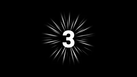 Animation of countdown three with white light Video stock 245287140