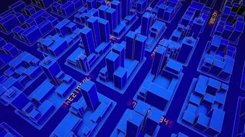 Animation of counting numbers between streets Stock Footage 50215054
