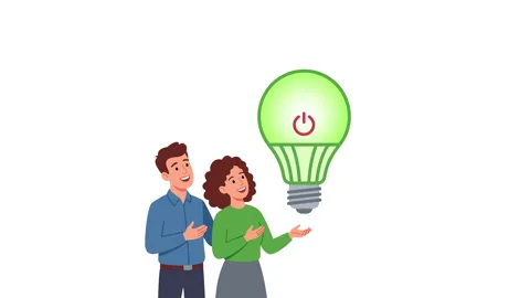 Animation of a couple discovering eco friendly green energy ideas Stock Footage 339828969