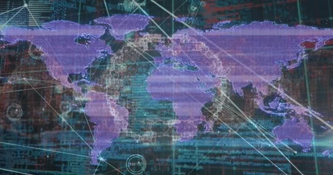 Animation of covid cells and data processing over world map Stock Footage 329222887