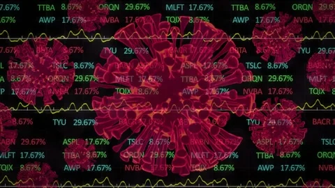 Animation of covid cells and data processing over world map Stock Footage 329698450